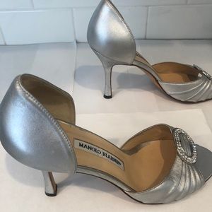 Manolo Blahnik Silver d’Orsay heels